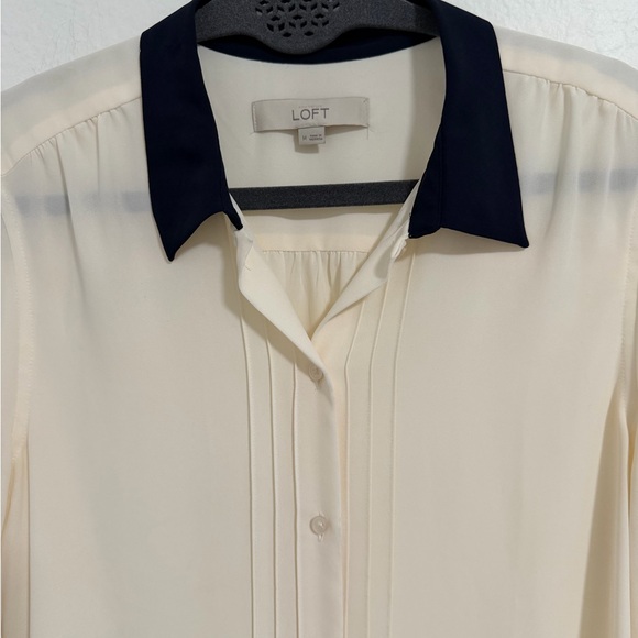 LOFT Colorblocked Collar Blouse Medium - Picture 4 of 11